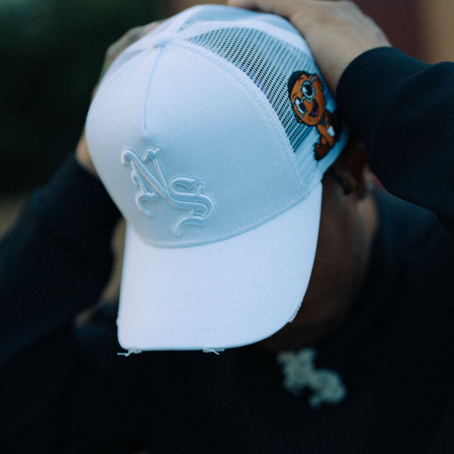 NS Hats - White on white