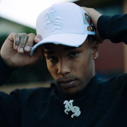 NS Hats - White on white
